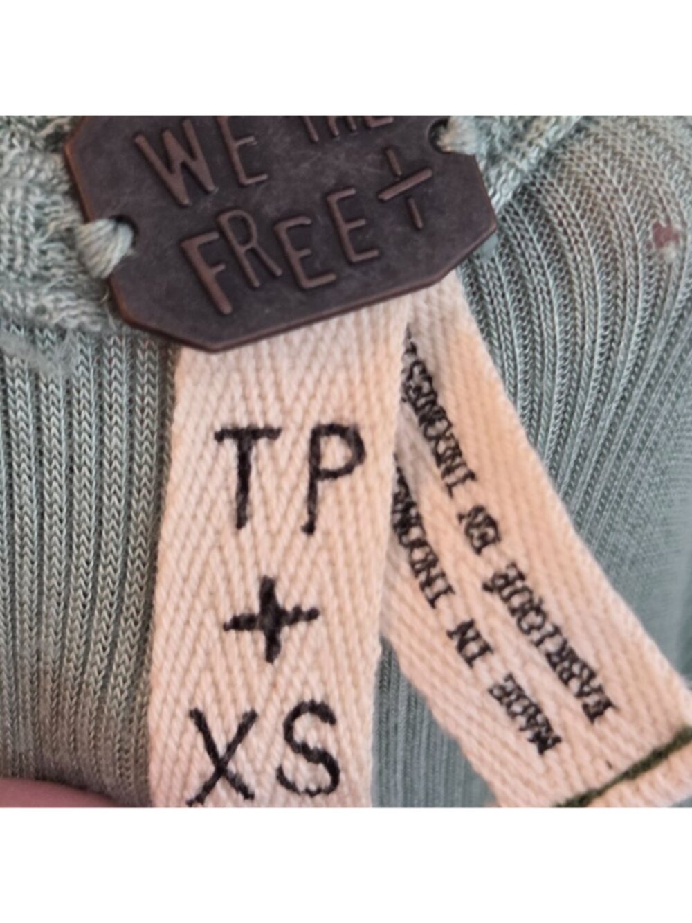 Free People We The Free Malibu Thermal Top Sage Green Size XS Waffle Knit - Picture 7 of 9